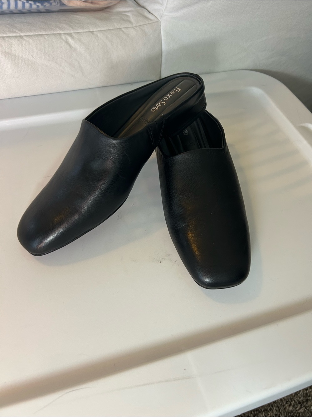 NWT Franco Sarto Black Leather Daley Mules - Picture 1 of 9